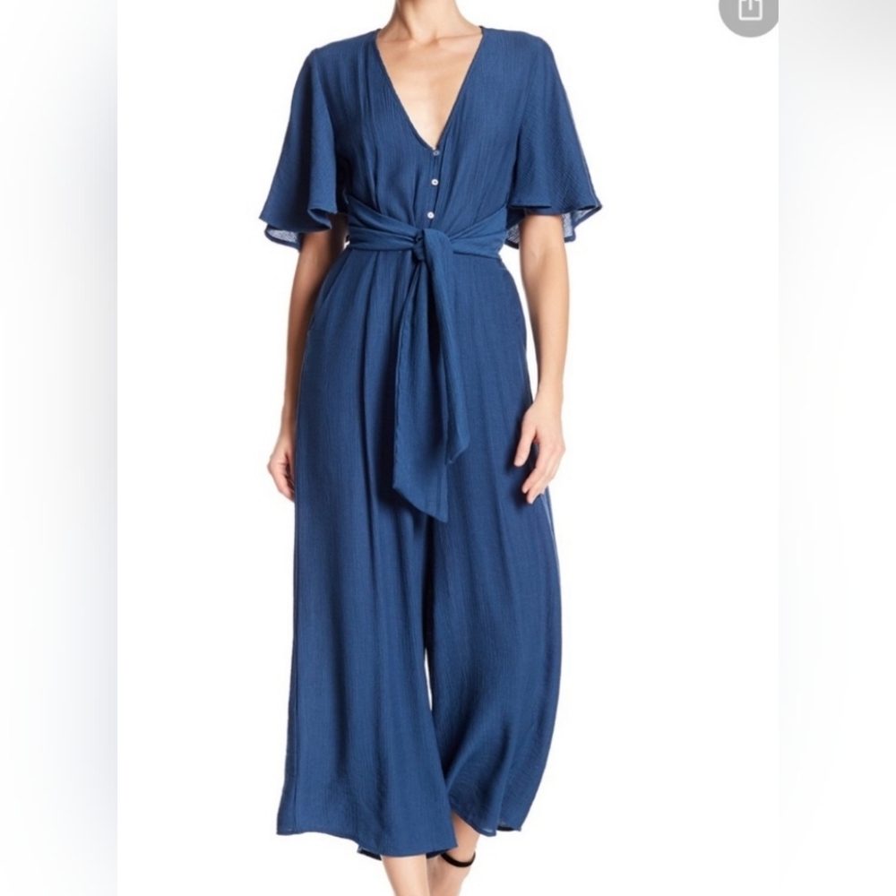 NORDSTROM JUMPSUIT Large Cotton Candy LA Blue jumpsuit Vacay Tropic